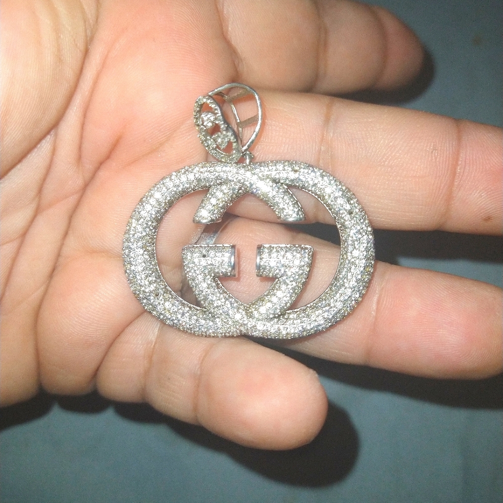 Custom Gucci Iced out Sterling silver pendant